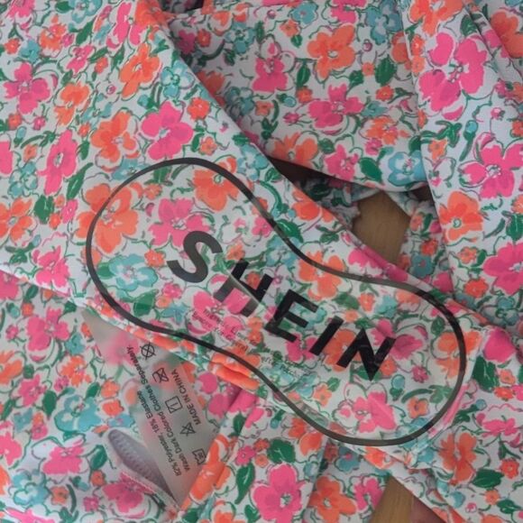 Shein Women's Ditsy Floral Criss-Cross Backless Bikini Swim Set Size Medium NEW - Picture 9 of 9